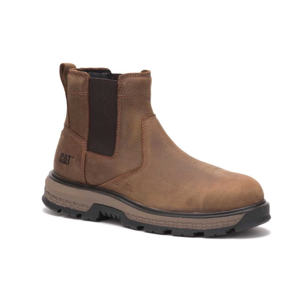 Caterpillar Boots Islamabad - Caterpillar Exposition Chelsea At / Astm/Alloy Toe Mens Safety Boots Brown (729854-MRG)